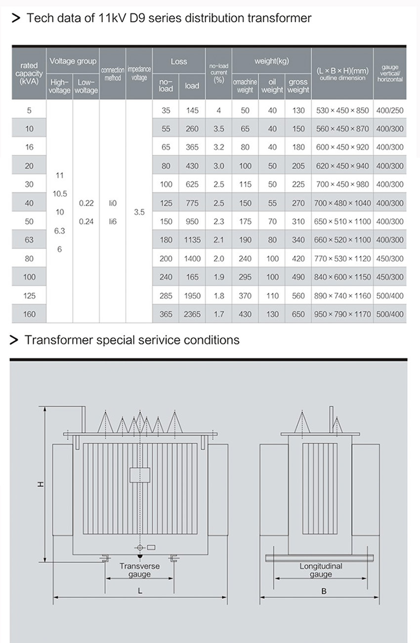 1.1kV D9 OIL IMMERSED TRANSFORMER