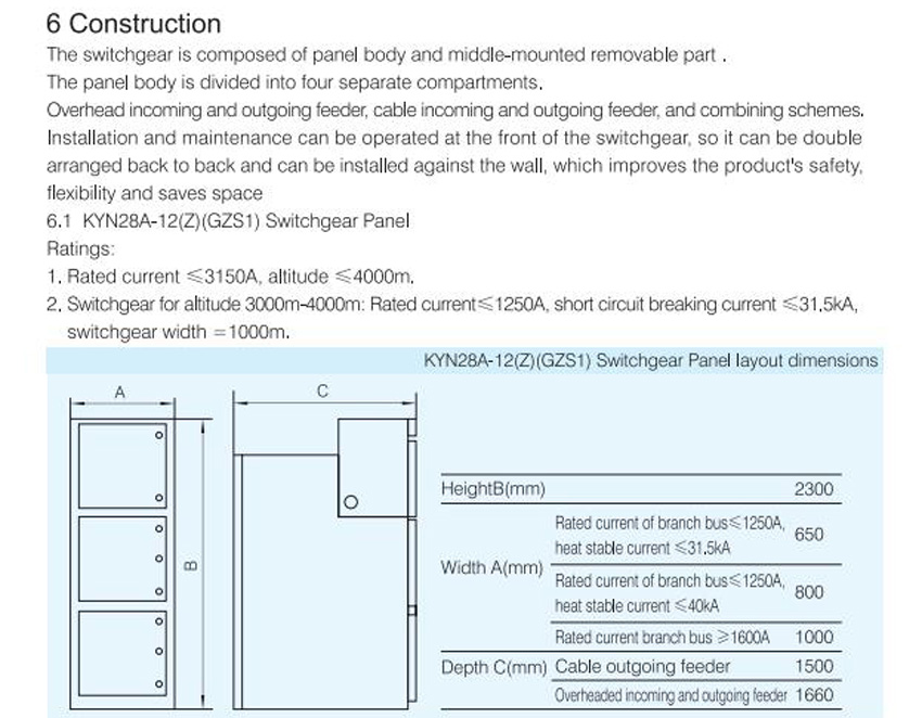 KYN28A-12(Z) AC Metal-enclosed Switchgear Panel ,Withdrawable Type