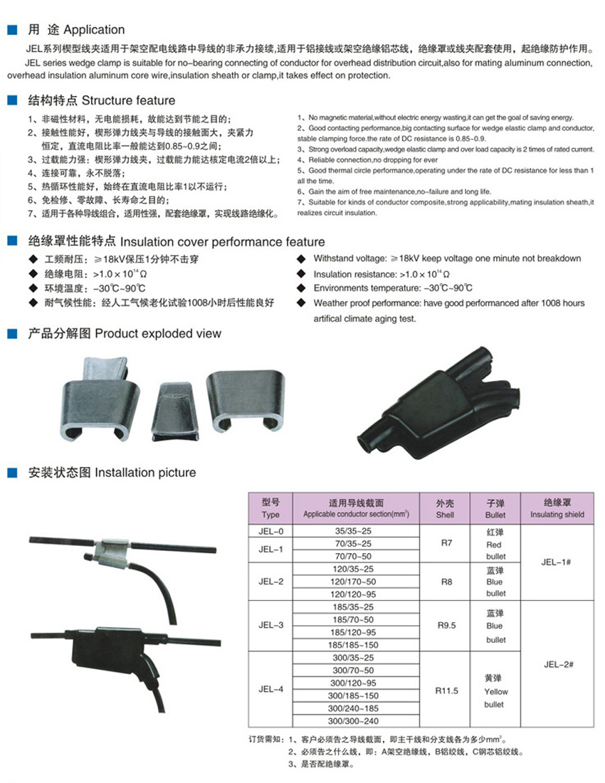 JEL series wedge type elastic clamp and insulation cover