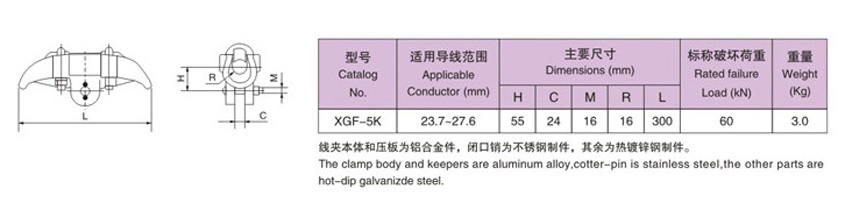 XGF type suspension line clamp bar type