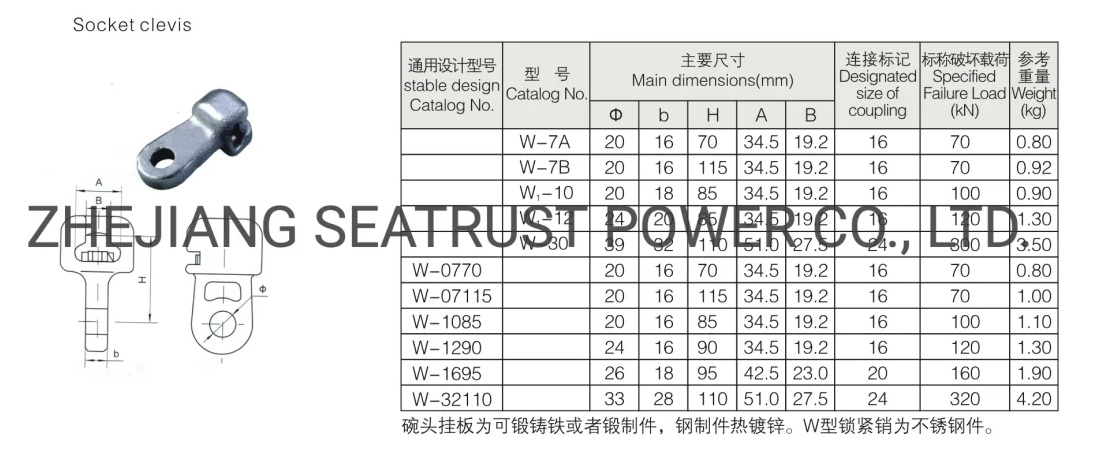 Link Fittings for Hot-DIP Galvanized Socket Clevis